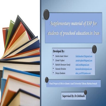 Supplementary material of esp for students of preschool education.in iran
