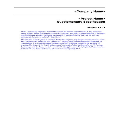 Supplementary specification