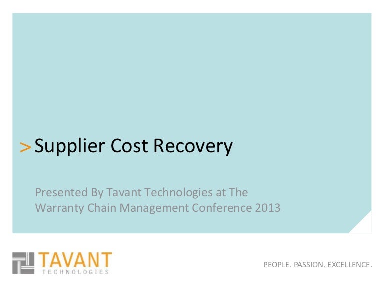Supplier Cost Recovery By Tavant Technologies
