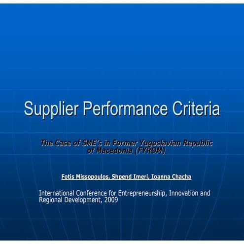 Supplier evaluation criteria