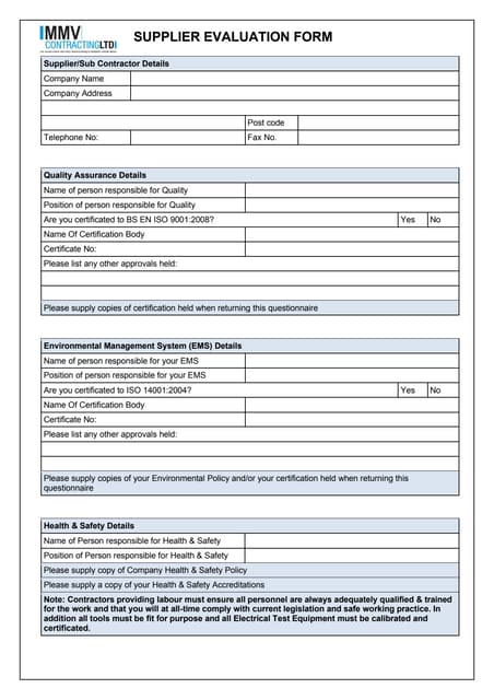 Supplier Evaluation Form Example pdf Supplier Evaluation Form Example pdf