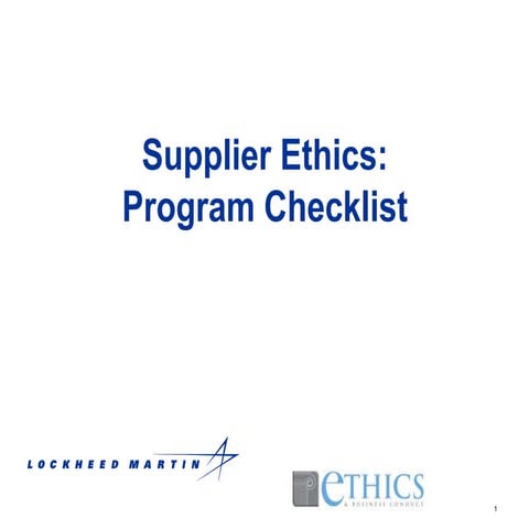 Supplier Mentoring Program Checklist