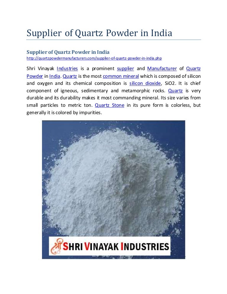 Supplier of quartz powder in india