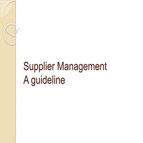 Managing your suppliers makes perfect sense