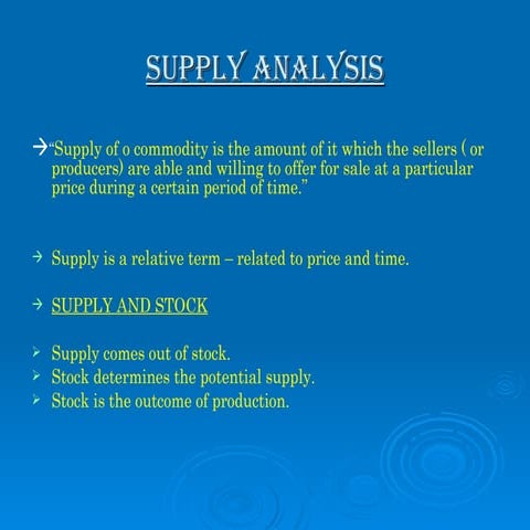 Supply Analysis