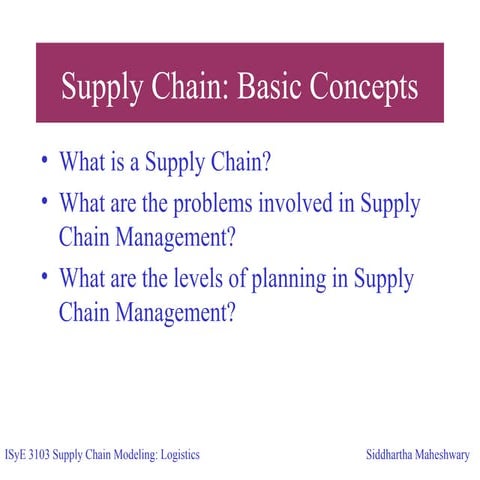 Supply chain concepts