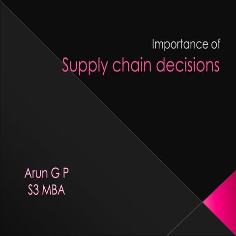 case study on Supply chain decisions