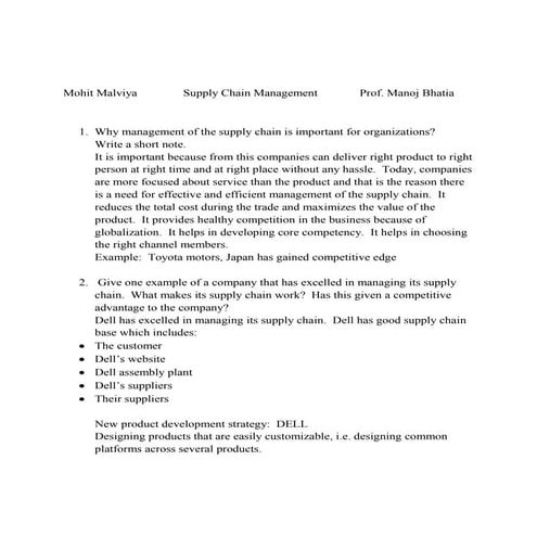 Supply chain management