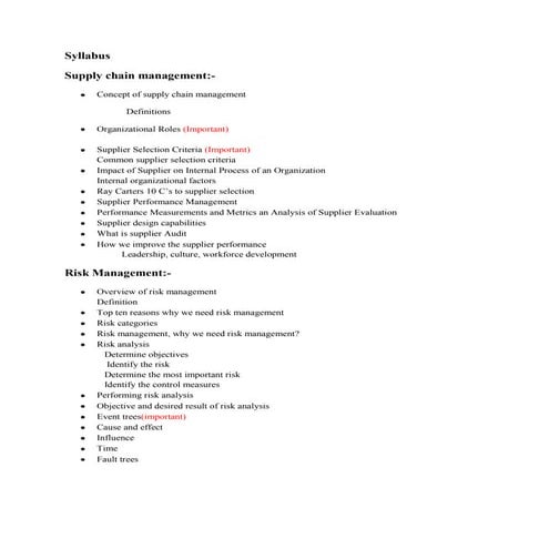 Supply chain management