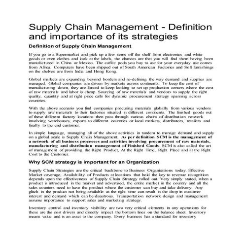 Supply chain management