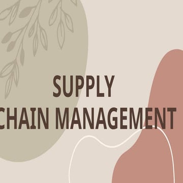 SUPPLY CHAINS MANAGEMENTS in hospitality