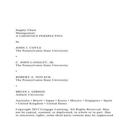 Supply ChainManagementA LOGISTICS PERSPECTIVE9e.docx