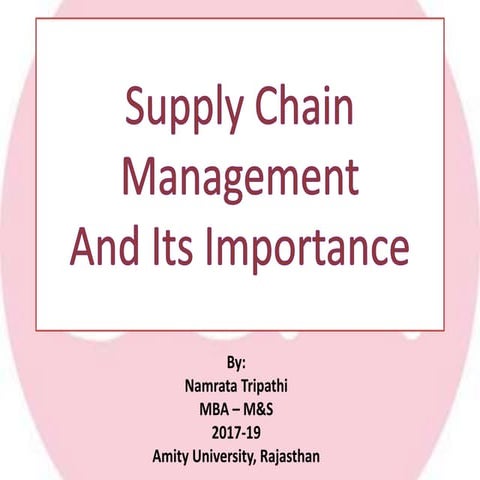 Supply chain management and its importance | PPTX