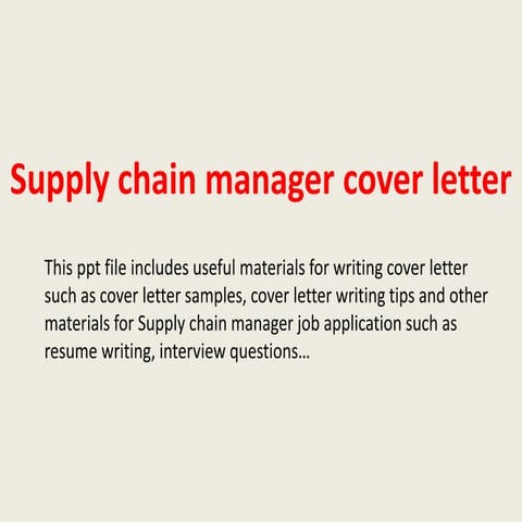Supply chain manager cover letter