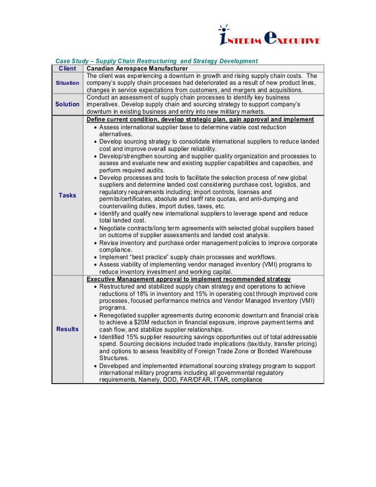 Supply chain restructuring and strategy development