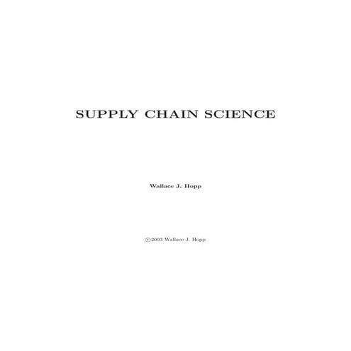 Supply chain science