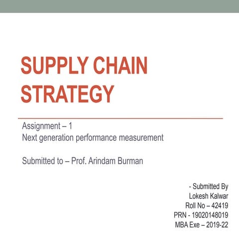 Supply chain strategy - Performance measurement System