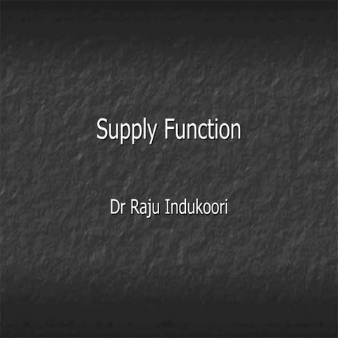 Supply Function   
