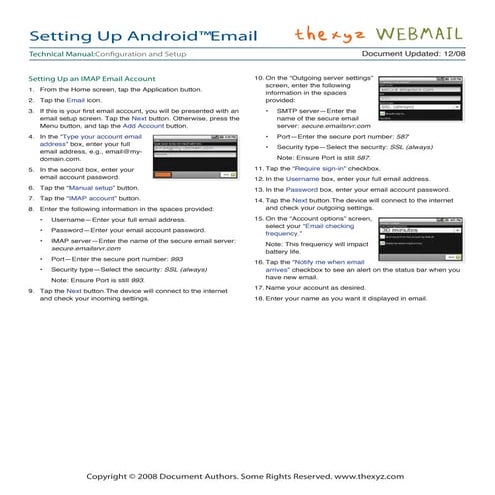 Setup IMAP Email on the Android