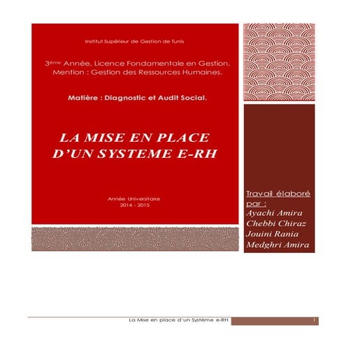  la mise en place d un système  e-rh