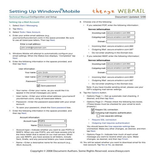 Setup Thexyz Email On Windows Mobile