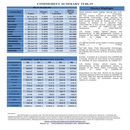 Daily Report Commodities