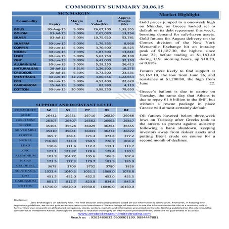Daily Report Commodities
