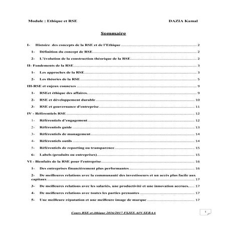 Support de cours de la RSE 