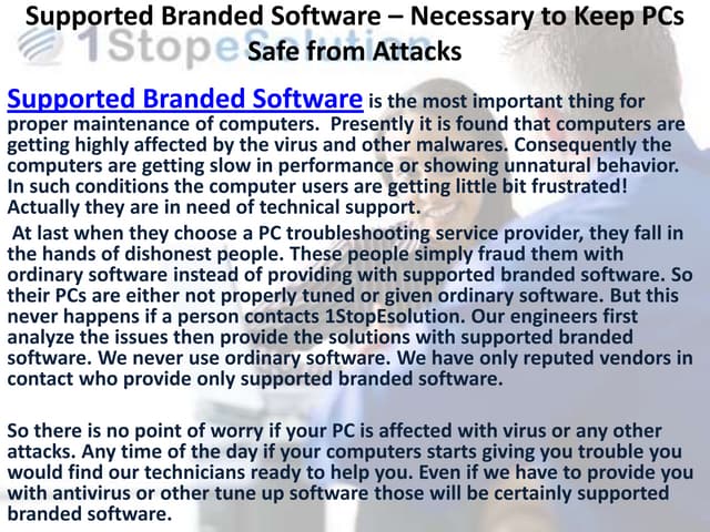 Supported Branded Software – Needed...