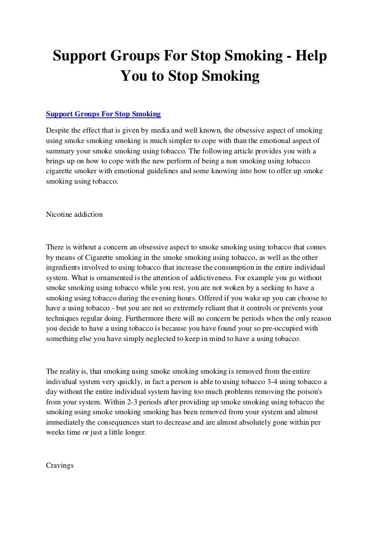 Support Groups For Stop Smoking Help You to Stop Smoking