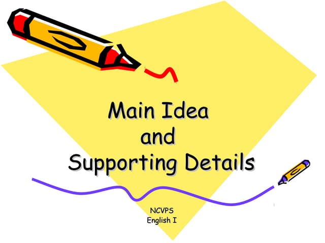 Main Idea and Supporting Details | PPT