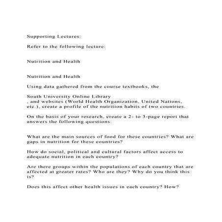 Supporting LecturesRefer to the following lectureNut.docx