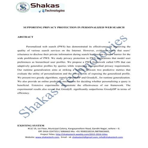 Supporting privacy protection in personalized web search