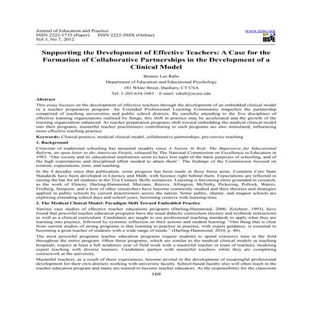 Supporting the development of effective teachers a case for the formation of ...