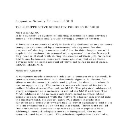 Supportive Security Policies in SOHOTopic SUPPORTIVE SECURI.docx