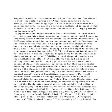 Support or refute this statement [T]he Declaration functioned .docx