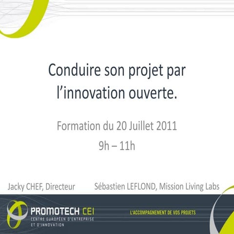 Supports de sensibilisation pour entrepreneurs - promotech labs 2011