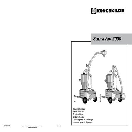 Kongsklide Supra vac 2000 parts catalog