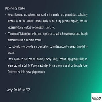 Agile Pune 14-15 Nov 2025 | From Pilot to Platform: How Agentic AI Transforms...