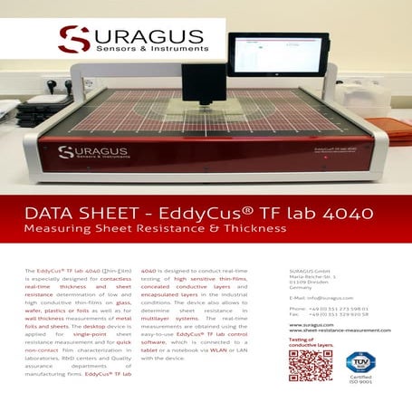 Sheet Resistance Measurement by EddyCus TF lab 4040