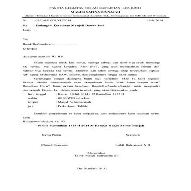 Surat untuk dewan juri