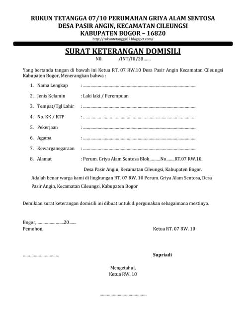Surat Keterangan domisili