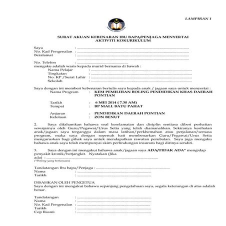 Surat kebenaran ibubapa