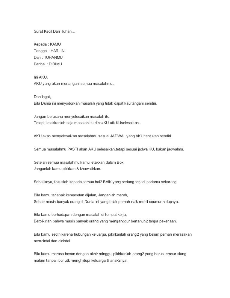 Surat kecil dari tuhan