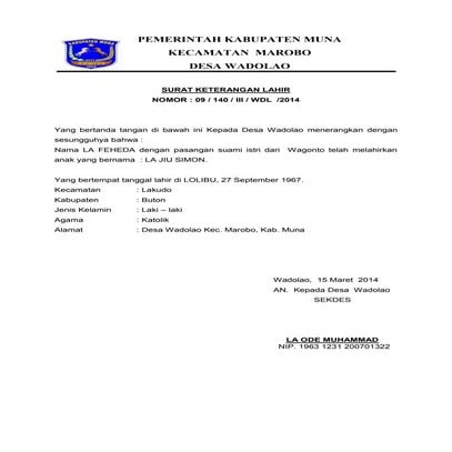 Surat keterangan lahir