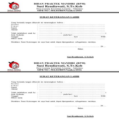 Surat keterangan lahir bidan praktek mandiri