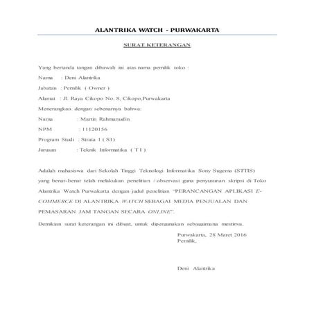 Surat keterangan observasi