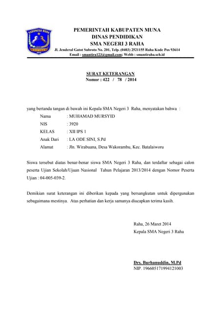 Surat Keterangan Un Siswa Inklusi 2015