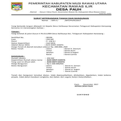 Contoh Akta Pembagian Hak Bersama (APHB) | DOCX