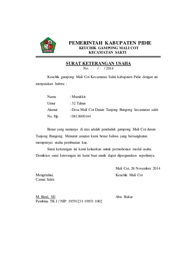 Surat keterangan usaha